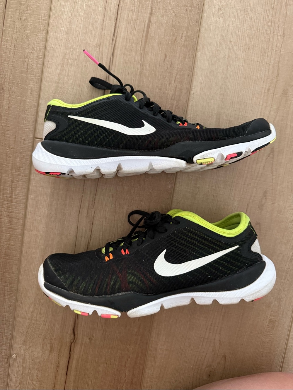 Nike Black & White Women's Athletic Sneakers with Neon Green Accents